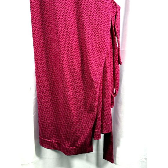Forever 21 Dress Size L Pink Geometric Print 3/4 Sleeve True Wrap V-neck Lined - Picture 2 of 8